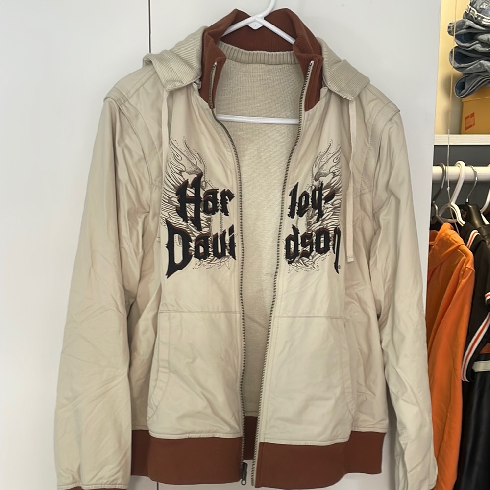 Harley-Davidson Cream and Brown Jacket